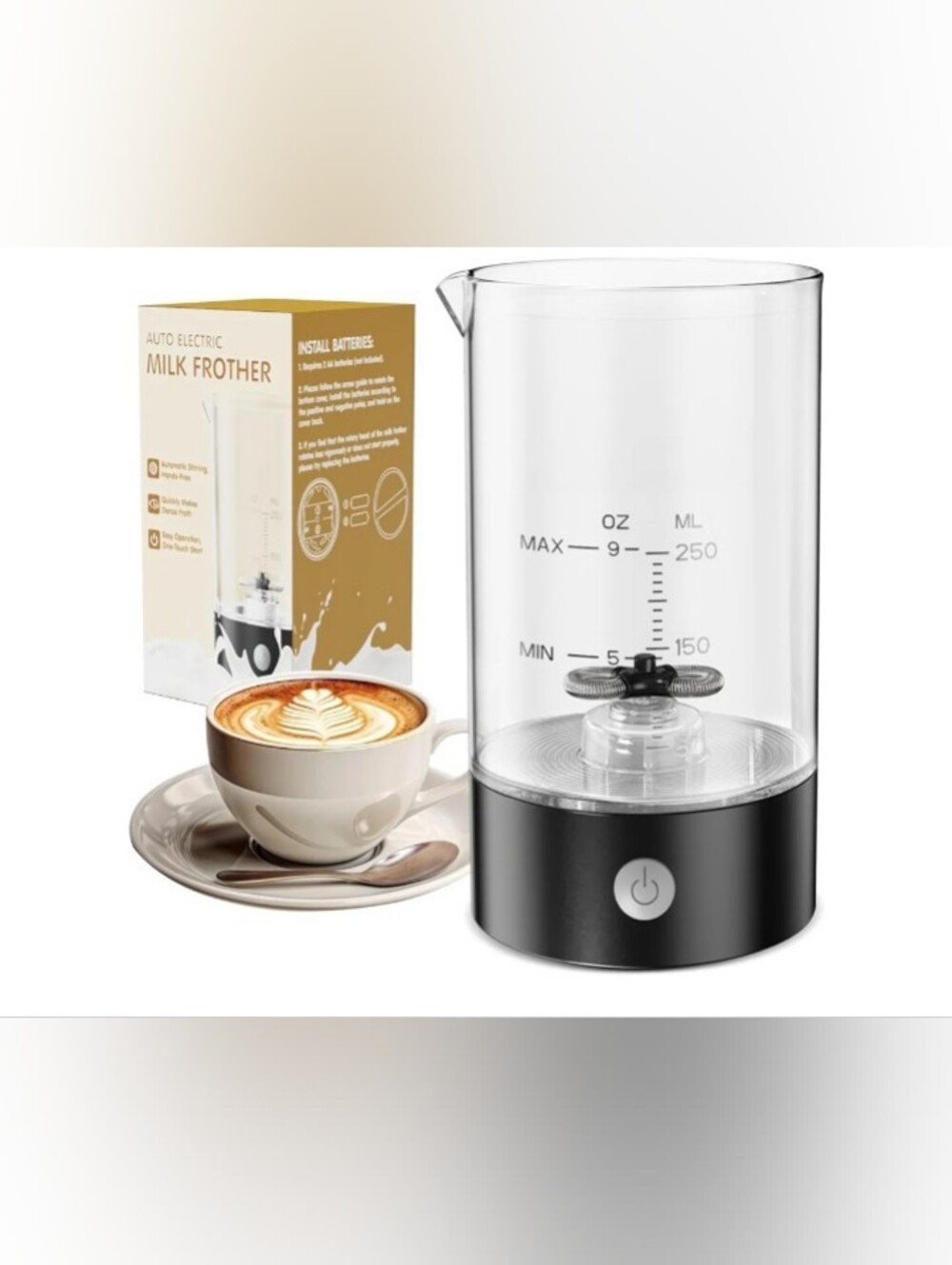 Cold Foam Maker Milk Frother- Handheld-Free - One-Button Battery New